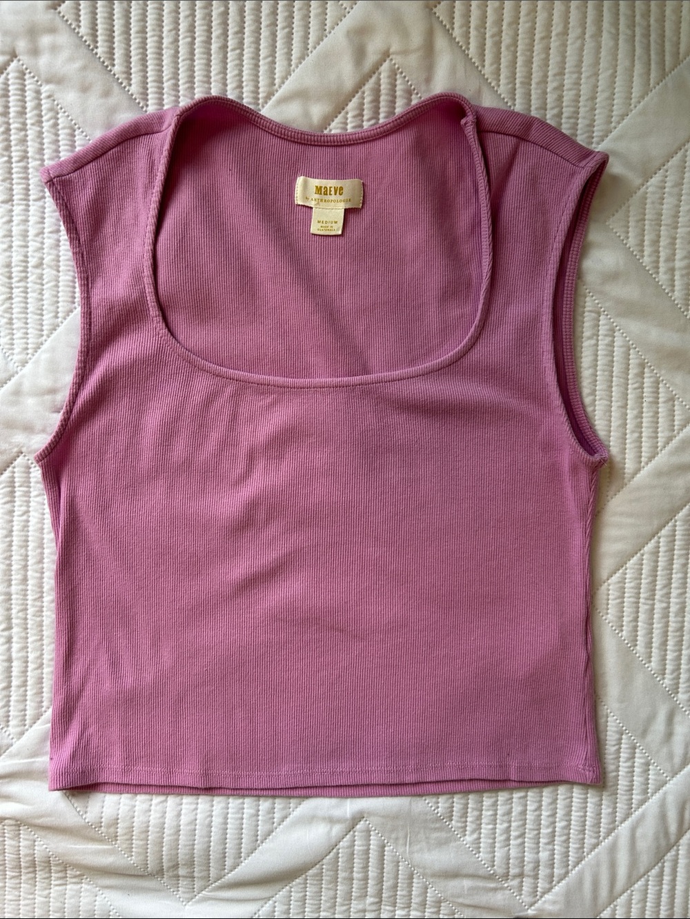 Maeve Dusty Rose Scoop Neck Ribbed Tank